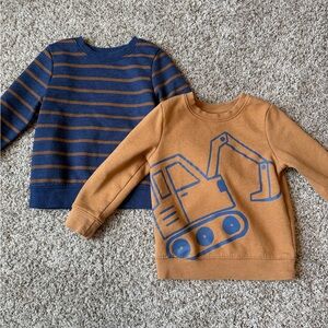 Cat & Jack Blue Striped and Tan Excavator Sweatshirts